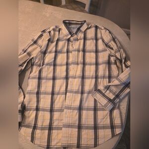 Men's Long-Sleeve Plaid Button-Up Shirt Saddlebred Traveler Ckassic Fit Sz XL